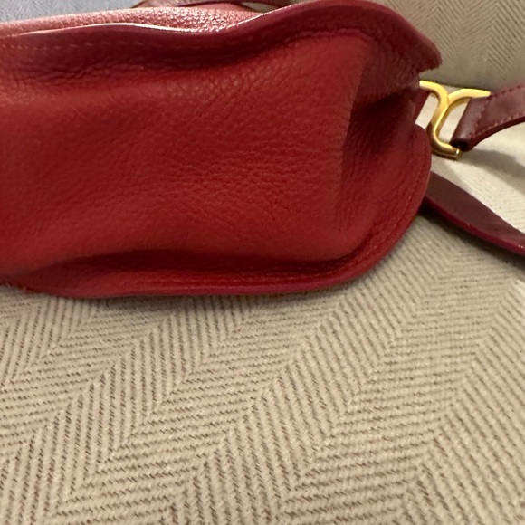 Chloé Red Leather Crossbody Saddle Bag with Tassel - Picture 8 of 15